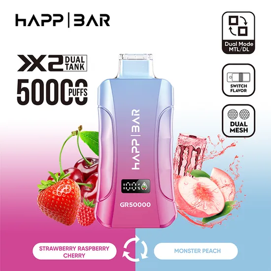 Вейп HAPP BAR GR50000 – Watermelon Raspberry / Love 66, 50 000 дръпки, с дисплей и два вкуса