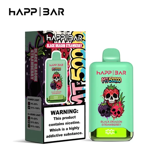 Вейп HAPP MT50000 – Black Dragon Strawberry, 50 000 дръпки, с дисплей и USB-C