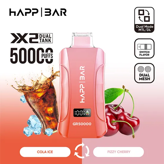 Вейп HAPP GR50000 Dual – Cola Ice / Fizzy Cherry, 50 000 дръпки, дисплей + два вкуса
