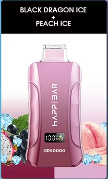 Вейп HAPP GR50000 – 50 000 дръпки, Black Dragon Ice / Peach Ice, с дисплей и двойни вкусове