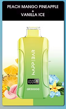 Вейп HAPP GR50000 – 50 000 дръпки, Peach Mango Pineapple / Vanilla Ice, 5% никотин, с дисплей и двойни вкусове