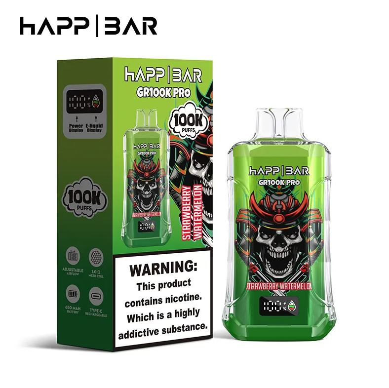 Вейп HAPP MEGA 100 000 дръпки – Strawberry Watermelon, с дисплей