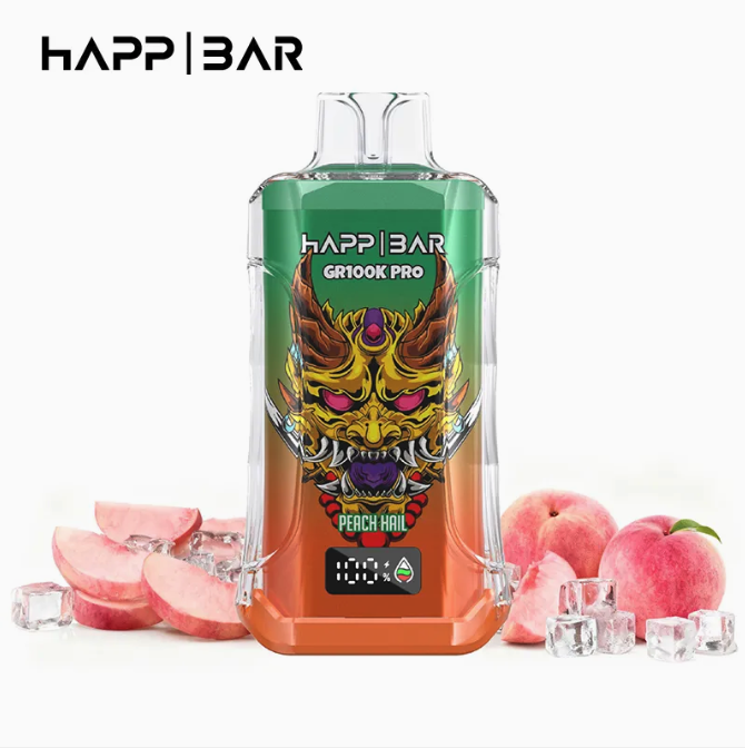 Вейп HAPP MEGA 100 000 дръпки – Peach Hail, с дисплей