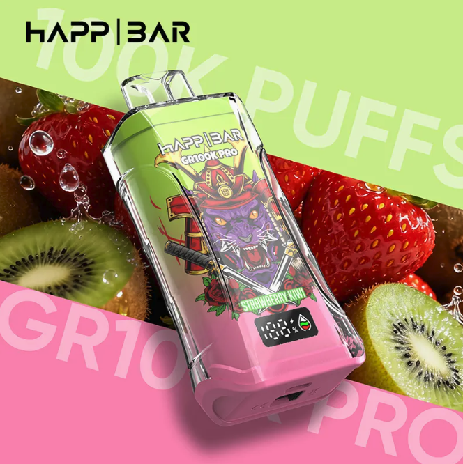 Вейп HAPP MEGA 100 000 дръпки – Strawberry Kiwi, с дисплей