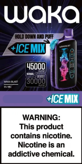 Вейп Waka BLAST 45000 – Blueberry Raspberry, 45 000 дръпки, 5% никотин, с Ice Blast функция