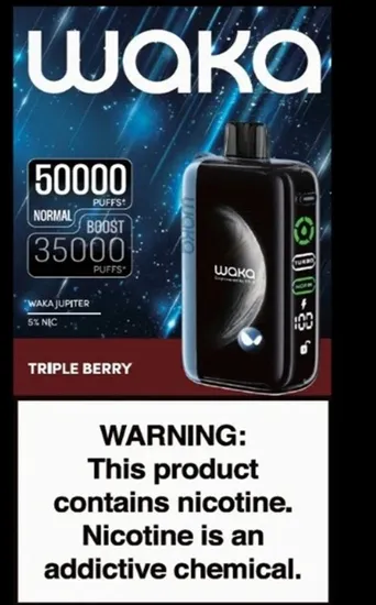 Вейп WAKA BLAST 50 000 дръпки – Strawberry Raspberry, 5% никотин, Ice Blast режим - Image 2