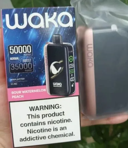 Вейп WAKA BLAST 50 000 дръпки – Strawberry Raspberry, 5% никотин, Ice Blast режим - Image 3