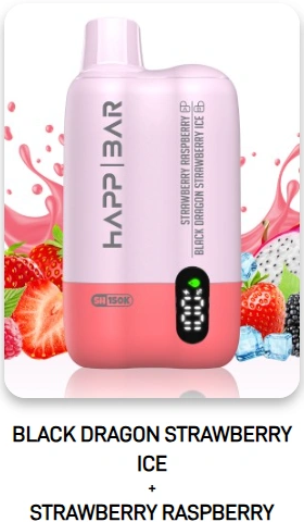HAPP BAR SH150K 150 000 дръпки – Черен Дракон Ягода Ice + Ягода Малина с дисплей