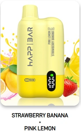 HAPP BAR SH150K 150 000 дръпки – Ягода Банан + Розов Лимон с дисплей